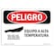 Signmission OSHA Danger Sign, Hot Equipment Spanish, 7in X 5in Decal, 7" W, 5" H, Hot Equipment Spanish OS-DS-D-57-LS-1358 - alternate 1